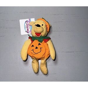 Halloween Disney Store Winnie the Pooh Pumpkin Pooh NEW 8" Bean‎ Bag Plush